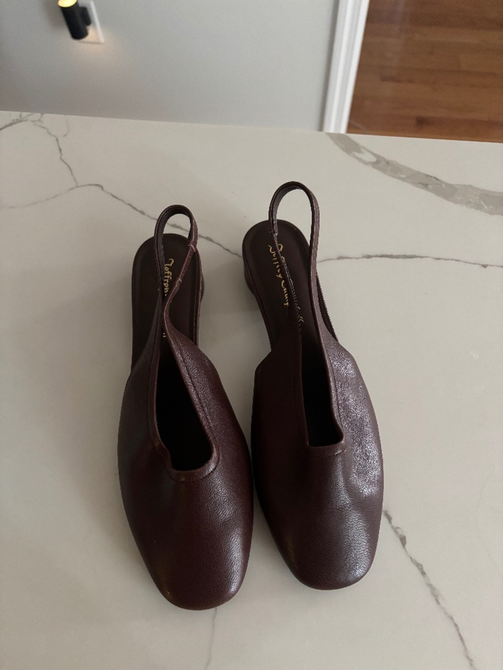 Jeffrey Campbell Brown Leather Slingback Flats